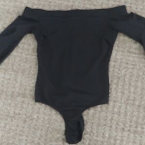 Black off the shoulder body suit